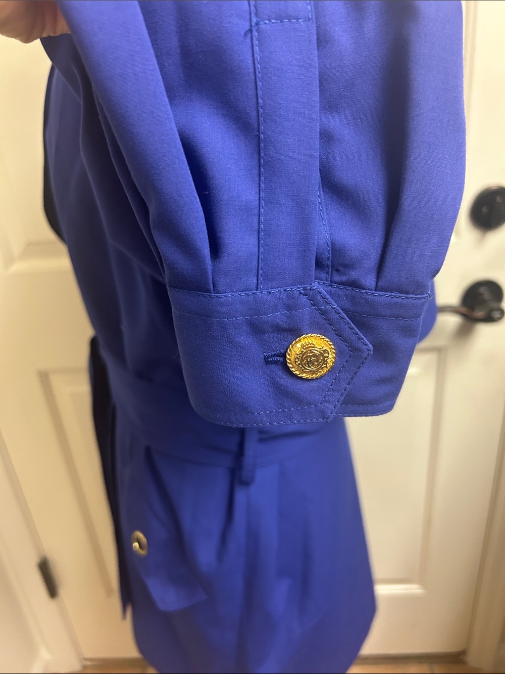 JH Collectibles vintage royal blue short trench coat jacket, Size 8 - Picture 4 of 9
